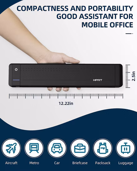 MT800 Mini Mobile Portable Bluetooth Wifi USB A4 Paper Size Small Thermal Transfer Printer with Embedded Battery Office Document Printing